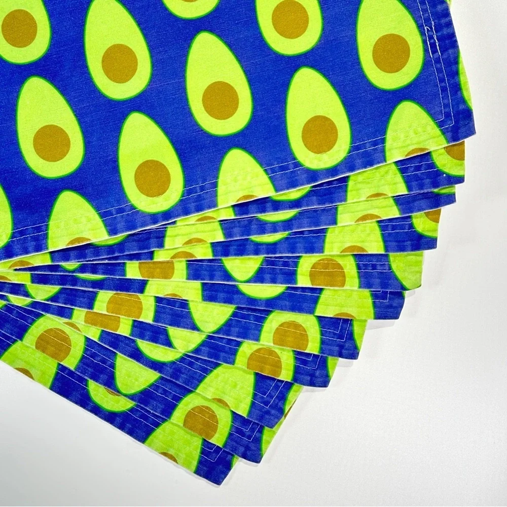 Spoonflower Linen Cotton Avocado Print Placemats Set of 12 Green Modern Heritage